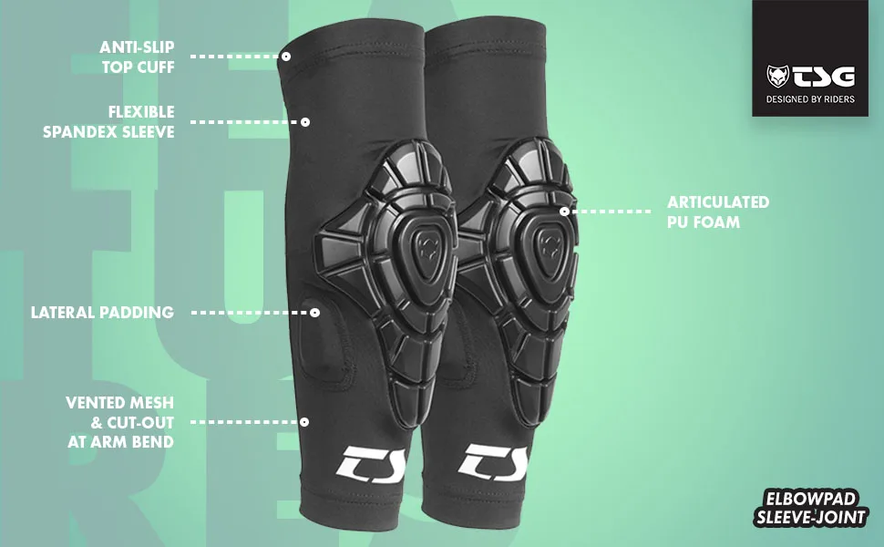 TSG Elbow-Sleeve Joint Protectors Medium Black - The Softshell, slip-on Joint elbow sleeve is the most flexible, light and comfy elbow protection