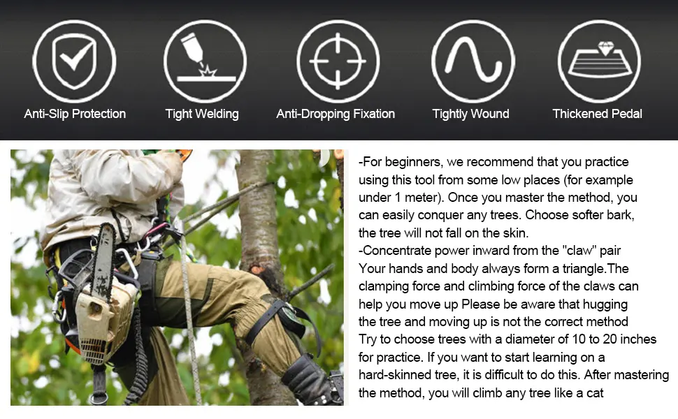 TFCFL Tree Climbing Tool Adjustable Lanyard Tree Pole Climb Spike Rope Rescue Tool Climbing Spikes Adjustable Climbing Tree Shoes Steel Adjustable Lanyard Rope Rescue Protective Belt - application