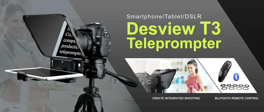 Desview TS2 Phone Teleprompter, 12.9 Portable HD Widescreen Teleprompter with Remote Control APP Compatible with iOS/Android Prompter for Phone Tablet up to 11"(Tripod not Included) - product information 1