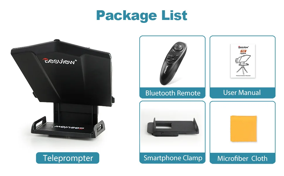 Desview TS2 Phone Teleprompter, 12.9 Portable HD Widescreen Teleprompter with Remote Control APP Compatible with iOS/Android Prompter for Phone Tablet up to 11"(Tripod not Included) - product information 20