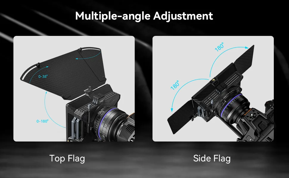 SMALLRIG All-Round Light Blocking Side Flag Kit (95mm) with 1/4"-20 Screw and Anti-Twist Design, Quick-Release for Star-Trail Series Matte Box, Mirrorless Cameras - 3647 - 3647