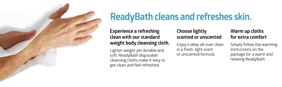 Medline ReadyBath Unscented Body Cleansing Cloths, Standard Weight Wipes (5 Count Pack, 30 Packs) Unscented 5 count- 30 packs - product information 2