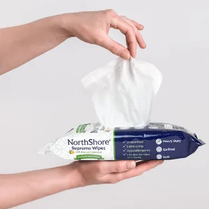 NorthShore Supreme Heavy-Duty Quilted Wipes, X-Large, Case/300 (6/50s) - Handy Dispensing