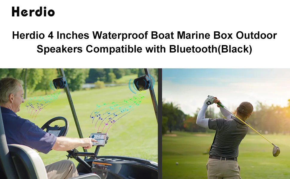 Herdio 4 Inches Heavy Duty Waterproof Boat Marine Bluetooth Speakers Surface Mounted for Camper Skid Steer ATV UTV RZR Golf Cart Tractor  - product information 1