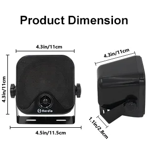 Herdio 4 Inches Heavy Duty Waterproof Boat Marine Bluetooth Speakers Surface Mounted for Camper Skid Steer ATV UTV RZR Golf Cart Tractor  - product information 4