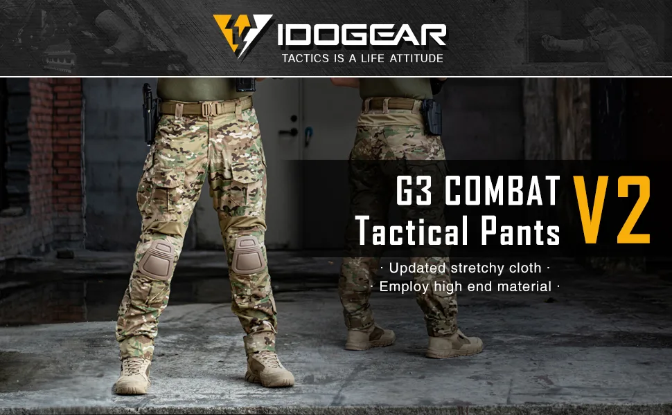 IDOGEAR G3 Combat Pants Multicam Trousers with Knee Pads for Men Tactical Pant Mulitple Pocket Hook-and-Loop Adjuster Multi-camo Large - combat pants