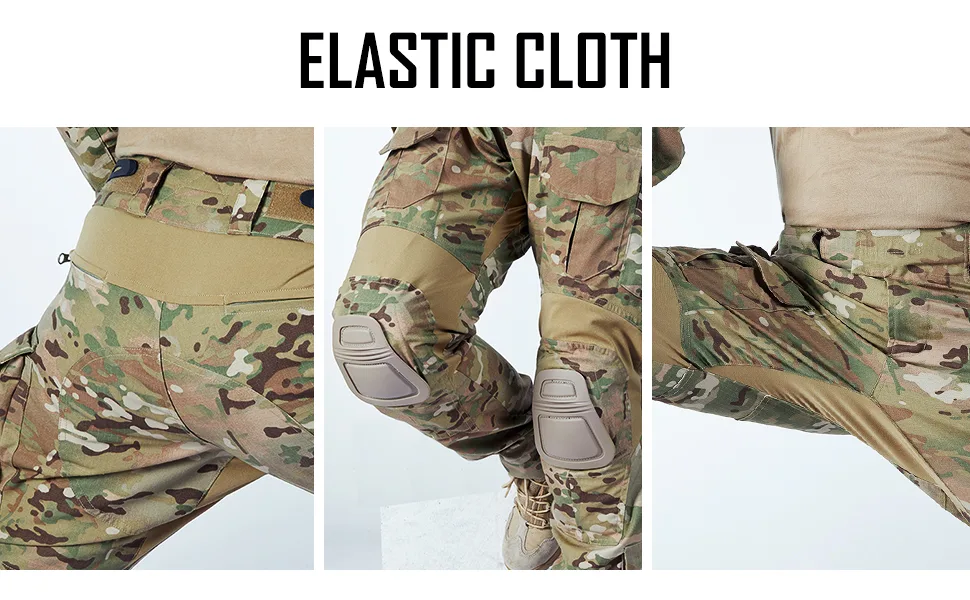 IDOGEAR G3 Combat Pants Multicam Trousers with Knee Pads for Men Tactical Pant Mulitple Pocket Hook-and-Loop Adjuster Multi-camo Large - combat pants