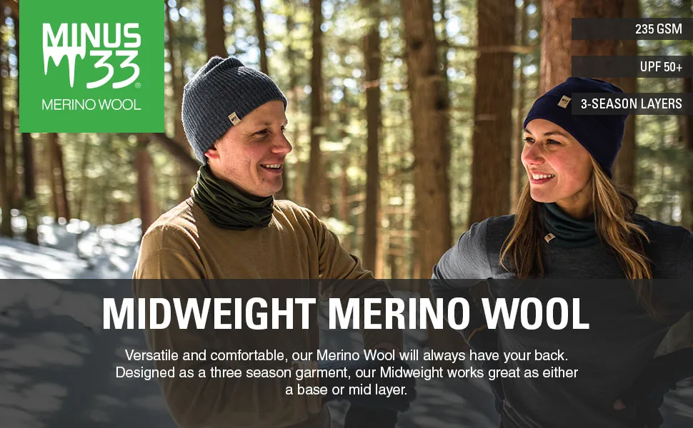 Minus33 Kancamagus Mens Midweight Base Layer Pants - 100% Merino Wool Bottoms - Multi Use Long Johns - Thermal Underwear Medium Black - Midweight Merino Wool