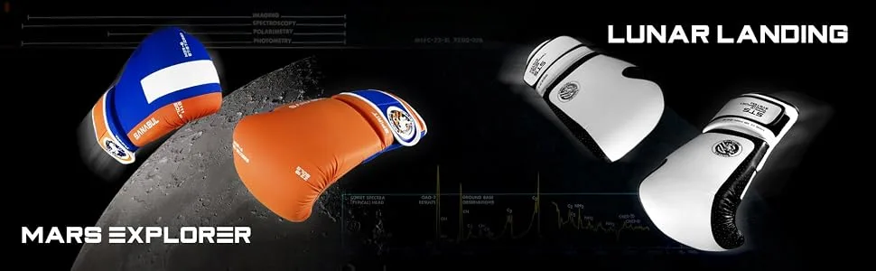 Sanabul Space Collection Boxing Gloves Orange/Blue 12 oz - Floating Boxing Gloves