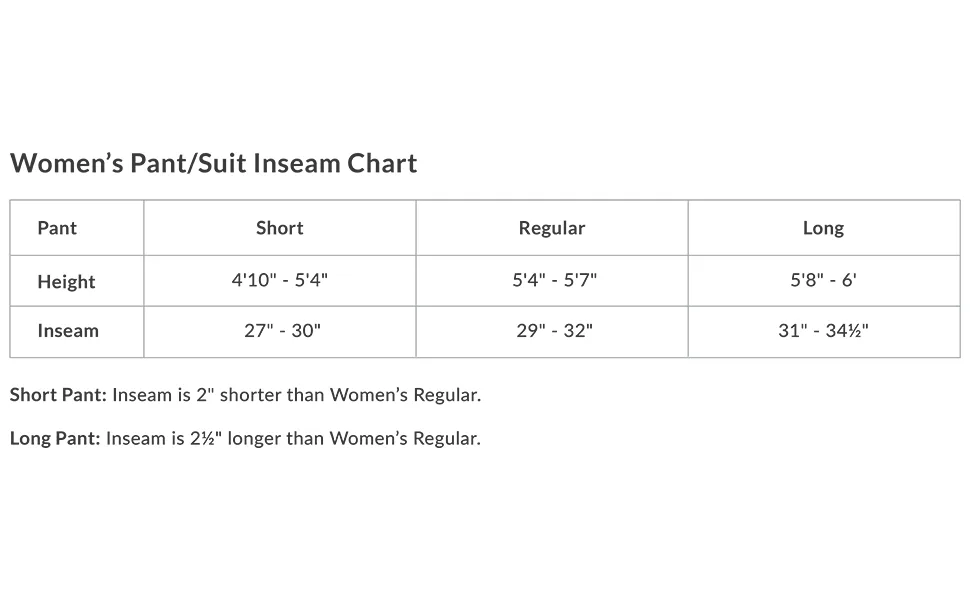Obermeyer Aura Pants Black 10 - Women's Pant/Suit Inseam Chart