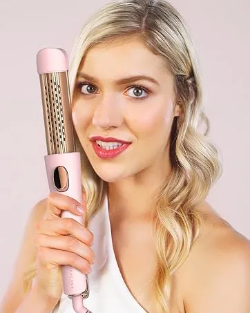 MIRACOMB Ion Titanium Deep Waver Smart Crimping Iron Hair Crimper, Digital Heat Settings, Auto Off, Dual Voltage, Royal Blue - Cool Air Titanium Curling Wand