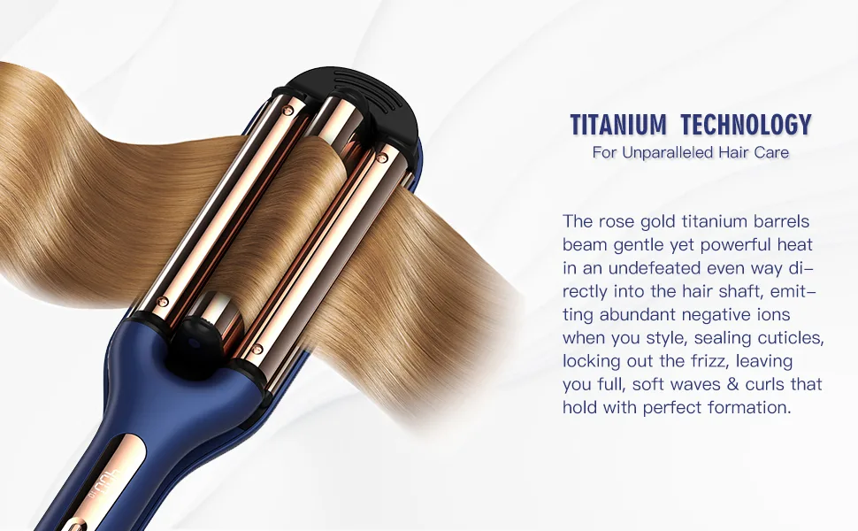 MIRACOMB Ion Titanium Deep Waver Smart Crimping Iron Hair Crimper, Digital Heat Settings, Auto Off, Dual Voltage, Royal Blue - MIRACOMB Ion Titanium Deep Waver 04