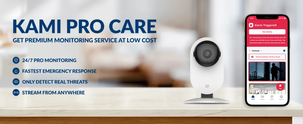 YI 4pc Security Home Camera, 1080p 2.4G WiFi Smart Indoor Nanny IP Cam with Night Vision, 2-Way Audio, AI Human Detection, Phone App, Pet Cat Dog Cam - Works with Alexa and Google 4 Count (Pack of 1) - Kami Pro care