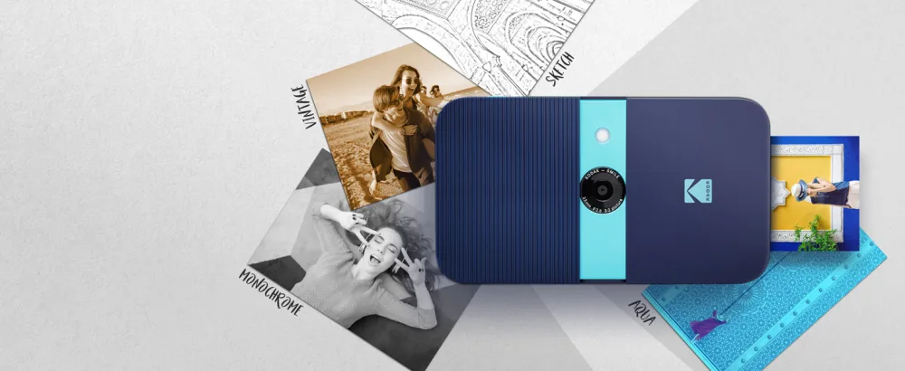 KODAK Smile Instant Print Digital Camera  Slide-Open 10MP Camera w/2x3 ZINK Printer (White/ Yellow) White Camera - kodak smile camera photos filters