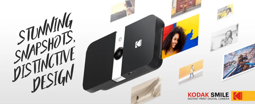 KODAK Smile Instant Print Digital Camera  Slide-Open 10MP Camera w/2x3 ZINK Printer (White/ Yellow) White Camera - Kodak Smile Camera stunning snapshots