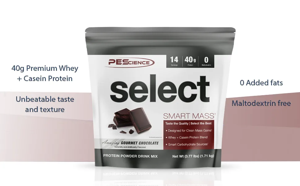 PEScience Protein Powder Supplement Select Smart Mass, Gourmet Chocolate, 28 Servings, Clean Mass Gainer Powder, 3.25 Kilogram - Select Smart Mass, Gourmet Chocolate, Gourmet Vanilla, Peanut butter, Clean Mass Gainer Powder