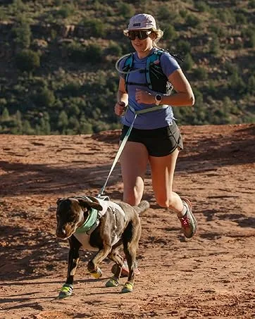 Ruffwear, Front Range Dog Day Pack, Backpack with Handle for Hikes & Day Trips, Red Clay, Medium Medium Red Clay - woman dog running