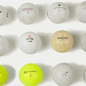 100 Miscellaneous Hit Away Practice Range Shag Used Golf Balls - Cheap Bulk Golfballs Great for Beginners and Golf Swing Practice - shag golf balls in a row