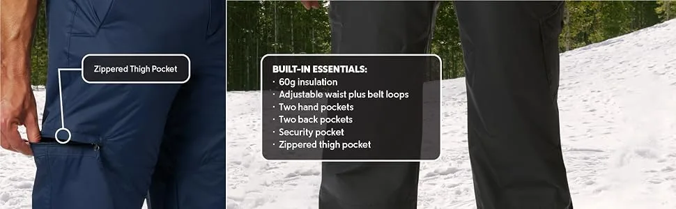 Columbia mens Snow Gun Pant Black Medium - Snow pants with cargo and zippered pockets