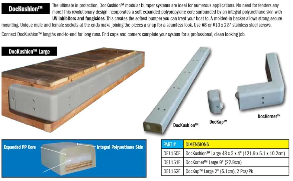 Dock Edge + DocKushion Premium Foam Dock Bumper, Putty, Large/48 Large/48" - preium foam