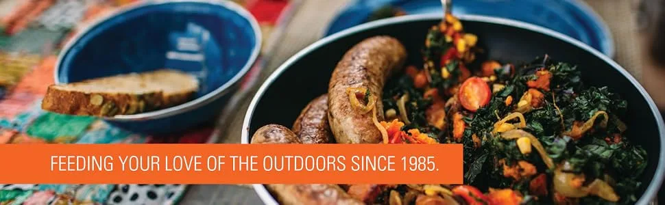 GSI Outdoors Camp Table Set for 4 I Includes Enamel Pioneer Plates, Bowls, & Coffee Mugs for Camping, Outdoors, RV Blue 4 Person - GSI Outdoors outdoor camp cookware and enamelware