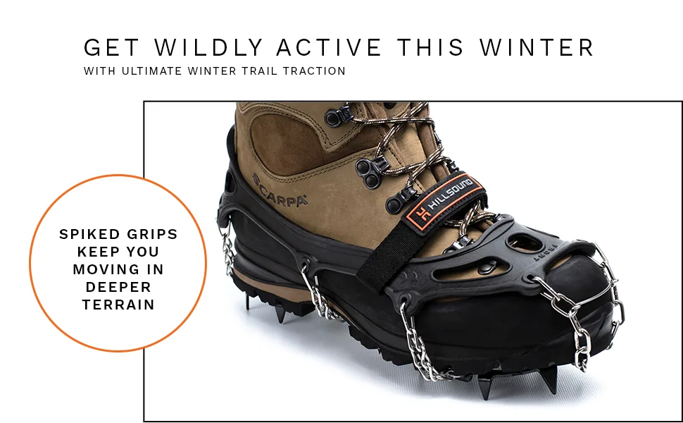 Hillsound Trail Crampon I Ice Cleat Traction System for Beginner & Experienced Winter Trail Hiking Red Medium - hillsound