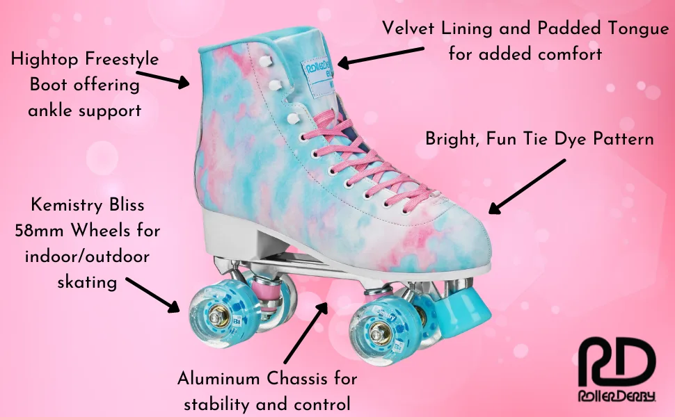 Roller Derby Elite Mystic Freestyle Tie Dye Roller Skate 4 Mystic - Mystic skate with features