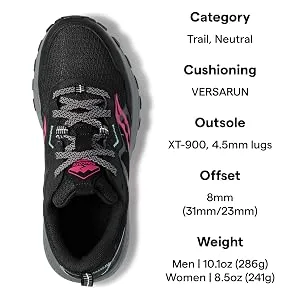 Saucony Women's Excursion Tr16 Trail Running Shoe 8 Black/Fuchsia - Excursion TR16