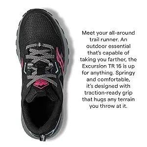 Saucony Women's Excursion Tr16 Trail Running Shoe 8 Black/Fuchsia - Excursion TR16