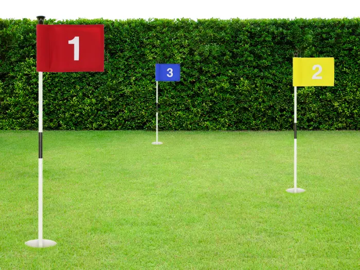 WATSY Golf Flagstick Practice Mini Putting Green Flags For Backyard Outdoor Patio Home Training Mini Golf Flag Kit Combo With Putting Hole Cup Portable 2-Section Design - Numbered Set Of 3 - chip and stick golf game mini golf course putting cup putting green flags backyard putting green kit