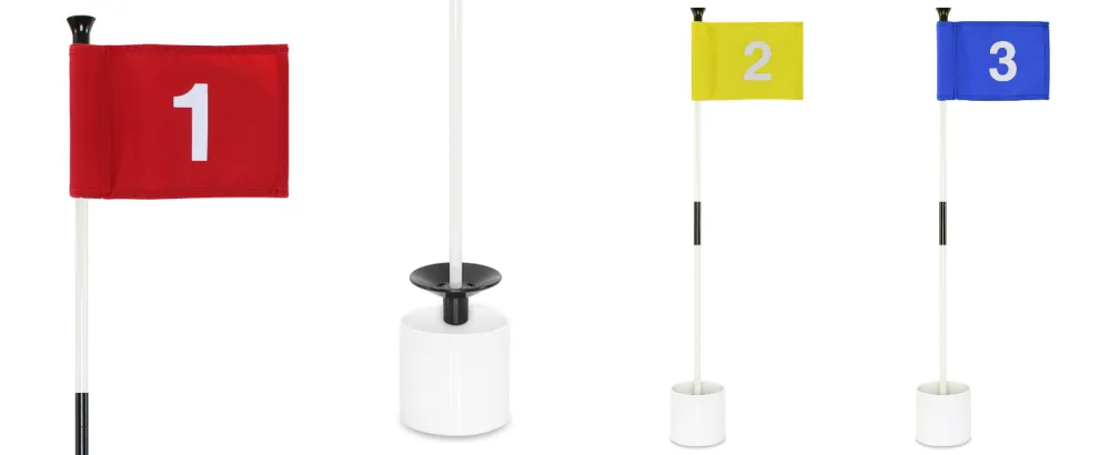 WATSY Golf Flagstick Practice Mini Putting Green Flags For Backyard Outdoor Patio Home Training Mini Golf Flag Kit Combo With Putting Hole Cup Portable 2-Section Design - Numbered Set Of 3 - diy backyard putting green kit golf flags for yard mini golf balls all golf accessories golf banner