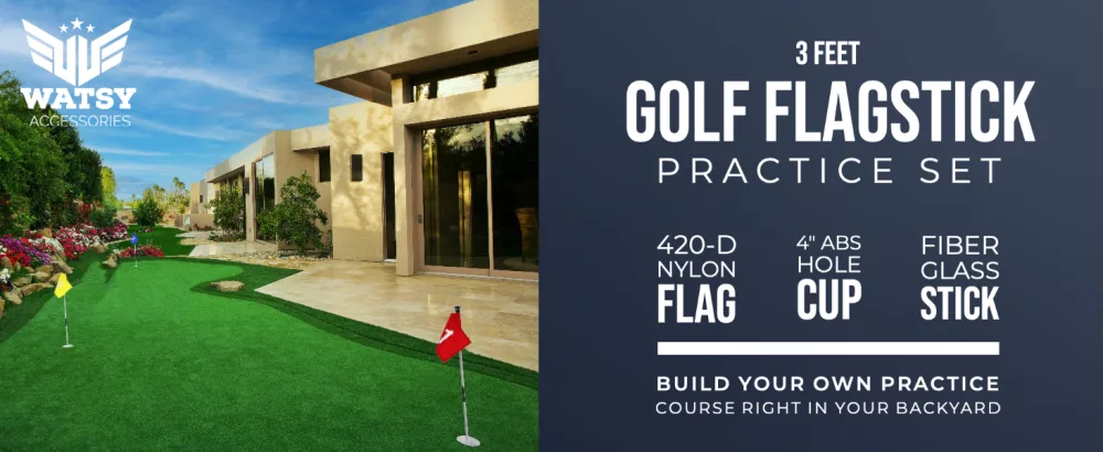 WATSY Golf Flagstick Practice Mini Putting Green Flags For Backyard Outdoor Patio Home Training Mini Golf Flag Kit Combo With Putting Hole Cup Portable 2-Section Design - Numbered Set Of 3 - mini golf putting green flag cups and flags for backyard putting golf accessories aluminum flagstick