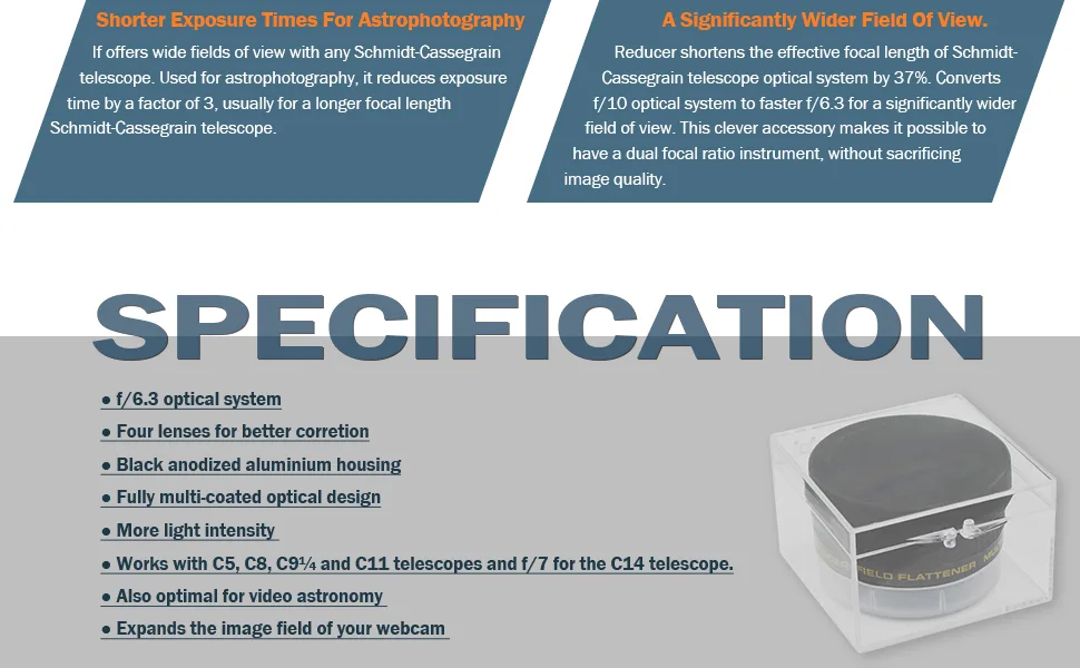 Astromania f/6.3 Reducer Corrector for C Series Telescopes - corrector5