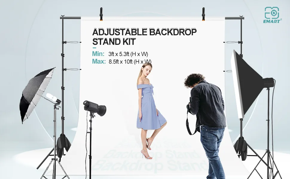 EMART 8.5 x 10 ft Photo Backdrop Stand, Adjustable Photography Muslin Background Support System Stand for Photo Video Studio 10x8.5ft stand Stand only - 8.5x10ft backdrop stand