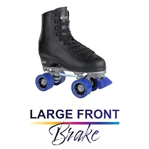 CHICAGO SKATES Men's Classic Roller Skates - Premium Black Quad Rink Skates 10 - Large Front Brake