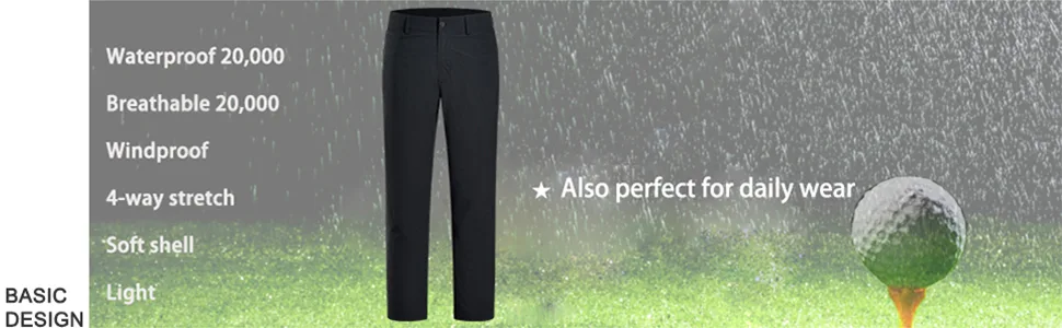 fit space Golf Climastorm Permanent Rain Pants Waterproof 20K Lightweight Performance Sporty Trousers Black Pro Medium - golf rain pants waterproof trousers windproof breathable hiking climbing walking trekking