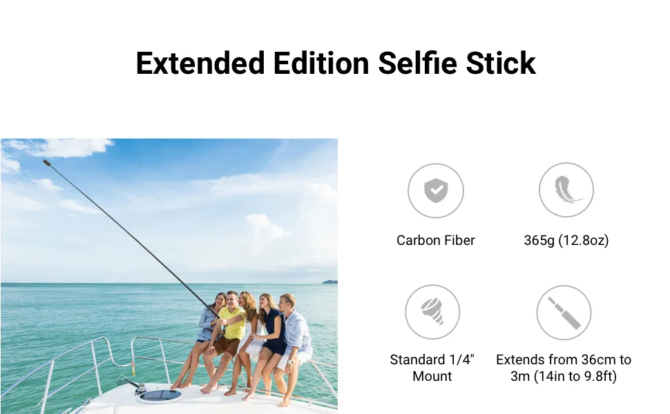 Insta360 3m 9.8ft Extended Edition Selfie Stick for ONE X2, ONE R, ONE X, ONE Action Camera single - product information 16