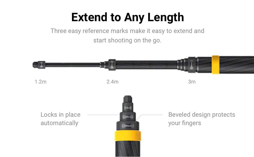 Insta360 3m 9.8ft Extended Edition Selfie Stick for ONE X2, ONE R, ONE X, ONE Action Camera single - product information 19