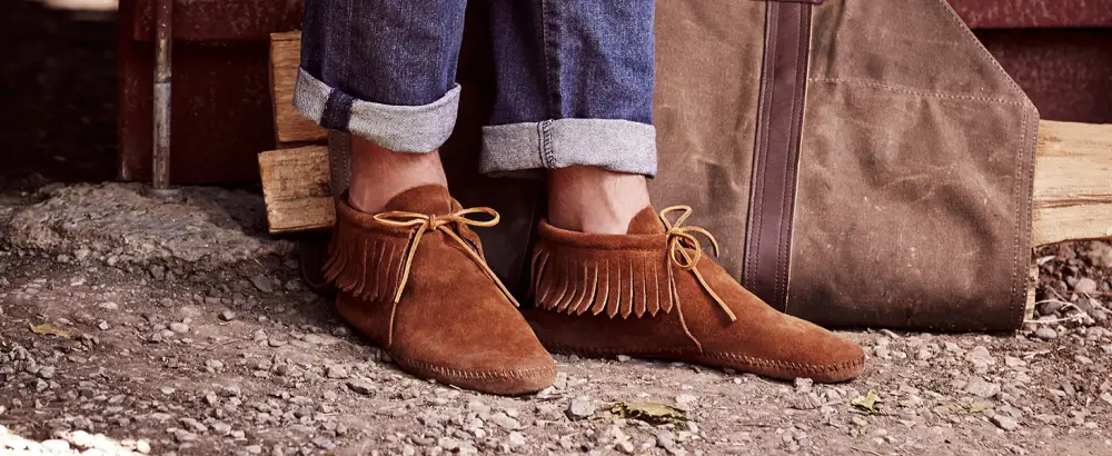 Minnetonka Men's Classic Fringe Moccasin Boot 12 Softsole Brown - minnetonka classic fringe boot men