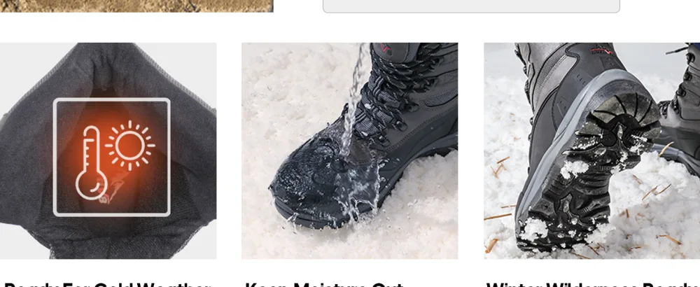 NORTIV 8 Men's Insulated Waterproof Construction Rubber Sole Winter Snow Ski Boots 7.5 Black/Grey - snow boots