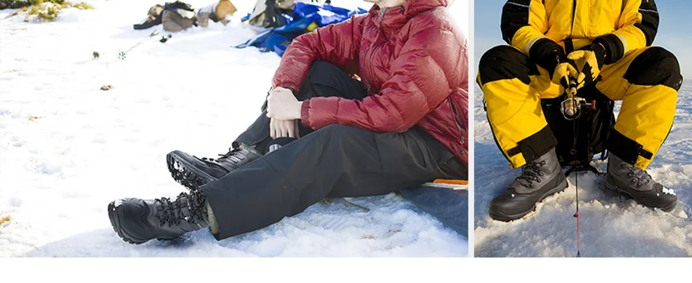 NORTIV 8 Men's Insulated Waterproof Construction Rubber Sole Winter Snow Ski Boots 7.5 Black/Grey - snow boots