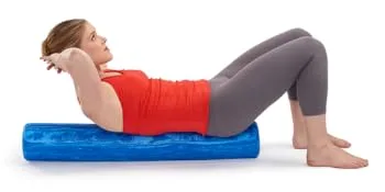 OPTP Pro-Roller Soft Density Foam Roller - 36" x 6" - Low Density Foam Roller for Physical Therapy & Exercise - PRO Roller Standard Blue Marble in Use for Back Therapy