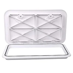 Amarine Made Marine Deck Hatch Boat Deck Hatch Access Hatch & Lid 24" X 14" - White/Black - Amarine-made Marine Deck Hatch Boat Deck Hatch Access Hatch & Lid 24