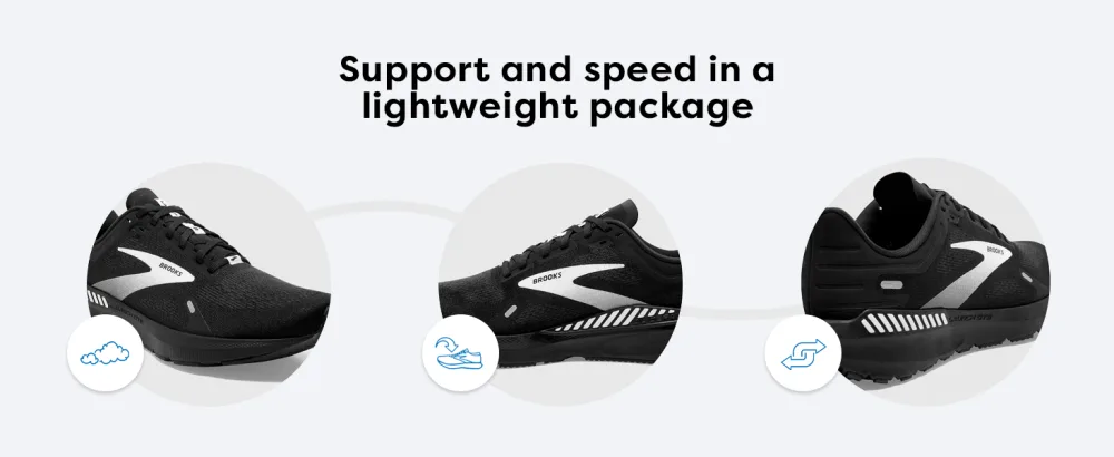 Brooks Mens Launch GTS 9 Supportive Running Shoe Black/White 12 - brooks
