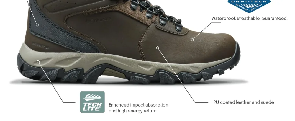 Columbia Men's Newton Ridge Plus Ii Waterproof Hiking Shoe 9.5 Cordovan, Squash - Comfortable Leather boots with cushioning, tech lite