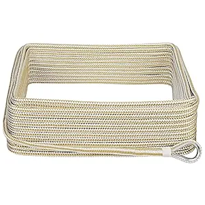 Extreme Max 3006.2252 BoatTector Premium Double Braid Nylon Anchor Line with Thimble - 3/8" x 250', White & Gold 3/8" x 250' White & Gold - Extreme Max BoatTector Premium Double Braid Anchor Line with Stainless Steel Thimble