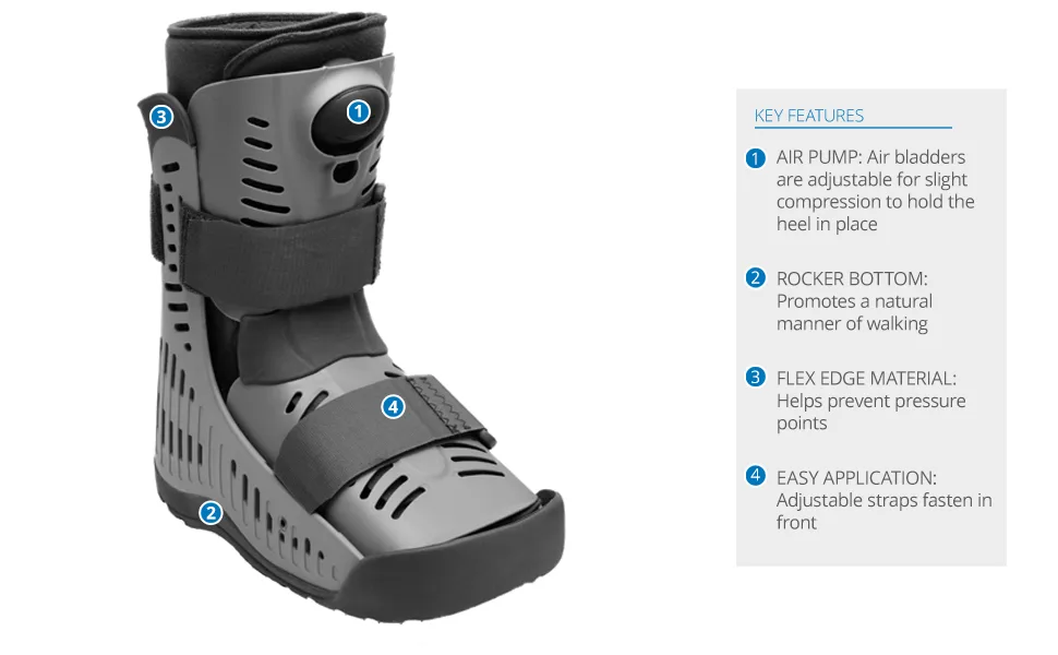 Ossur Rebound Air Walker Boot Low Top (Large) with Compression Adjustable Comfortable Straps and Air Pump Rocker Bottom Ventilated Panels for Ankle Sprains Fractures Tendon Ligament Post-Op Rehab - product information 2
