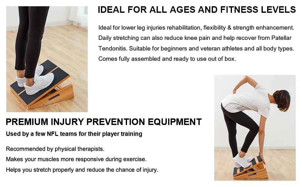 StrongTek Professional Wooden Slant Board, Adjustable Incline Board and Calf Stretcher, Stretch Board - Extra Side-Handle Design for Portability full-coverage - slant board