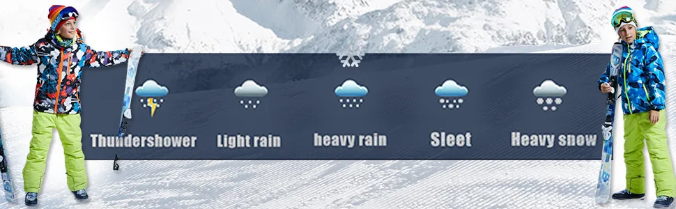 WOWULOVELY Boy's Ski Jacket Pants Windproof Snow Suit Waterproof 2-Piece Snowsuit Girls Unisex Blue+black 10 - product information 20