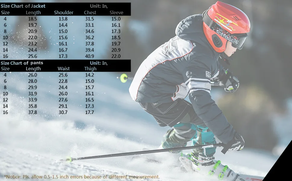 WOWULOVELY Boy's Ski Jacket and Pants Snow Insulated Suit Windproof & Waterproof Fybkz 8 - product information 23